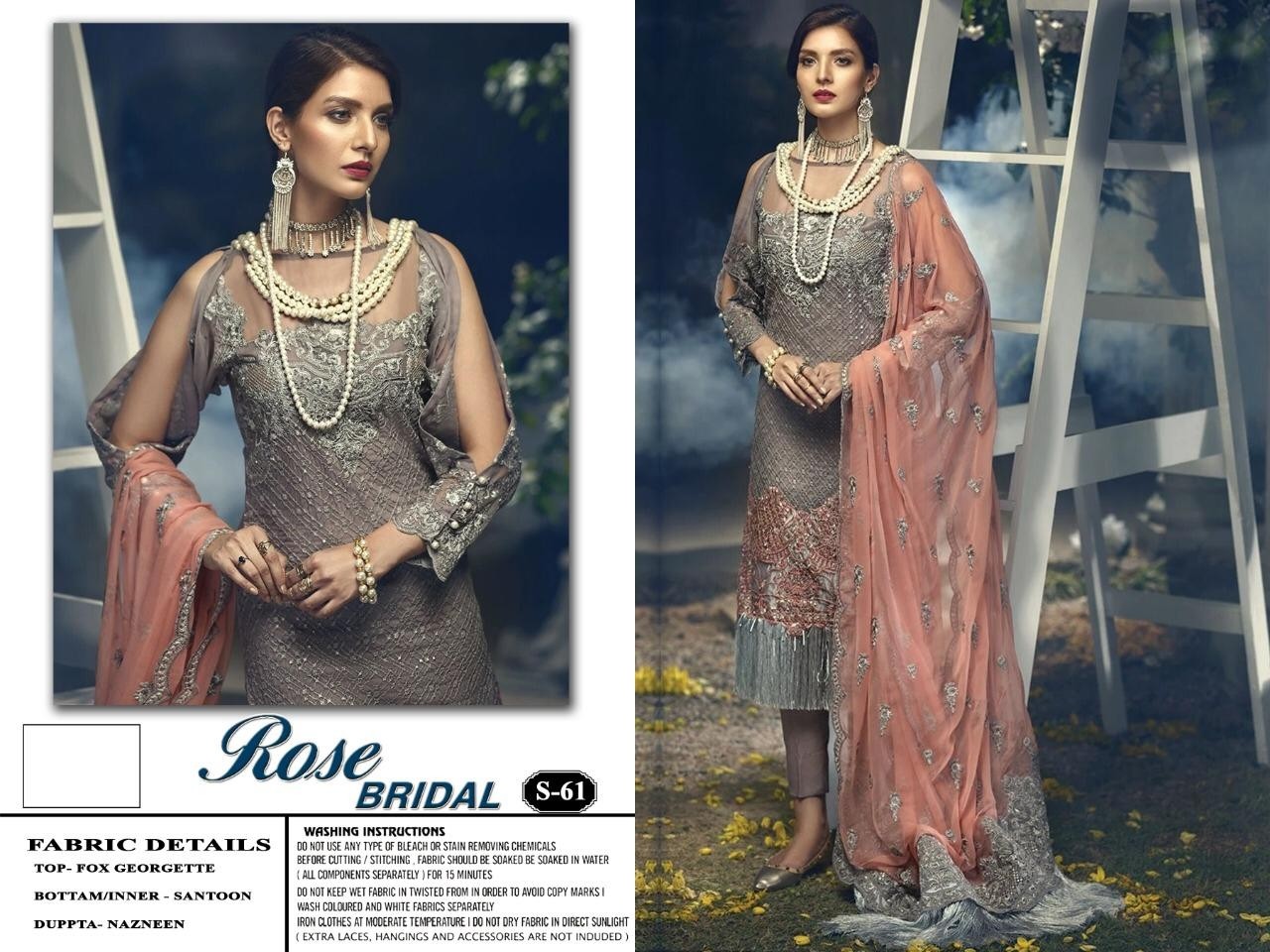 SHANAYA ROSE BRIDAL S-61 PAKISTANI SUITS WHOLSALER PRICE