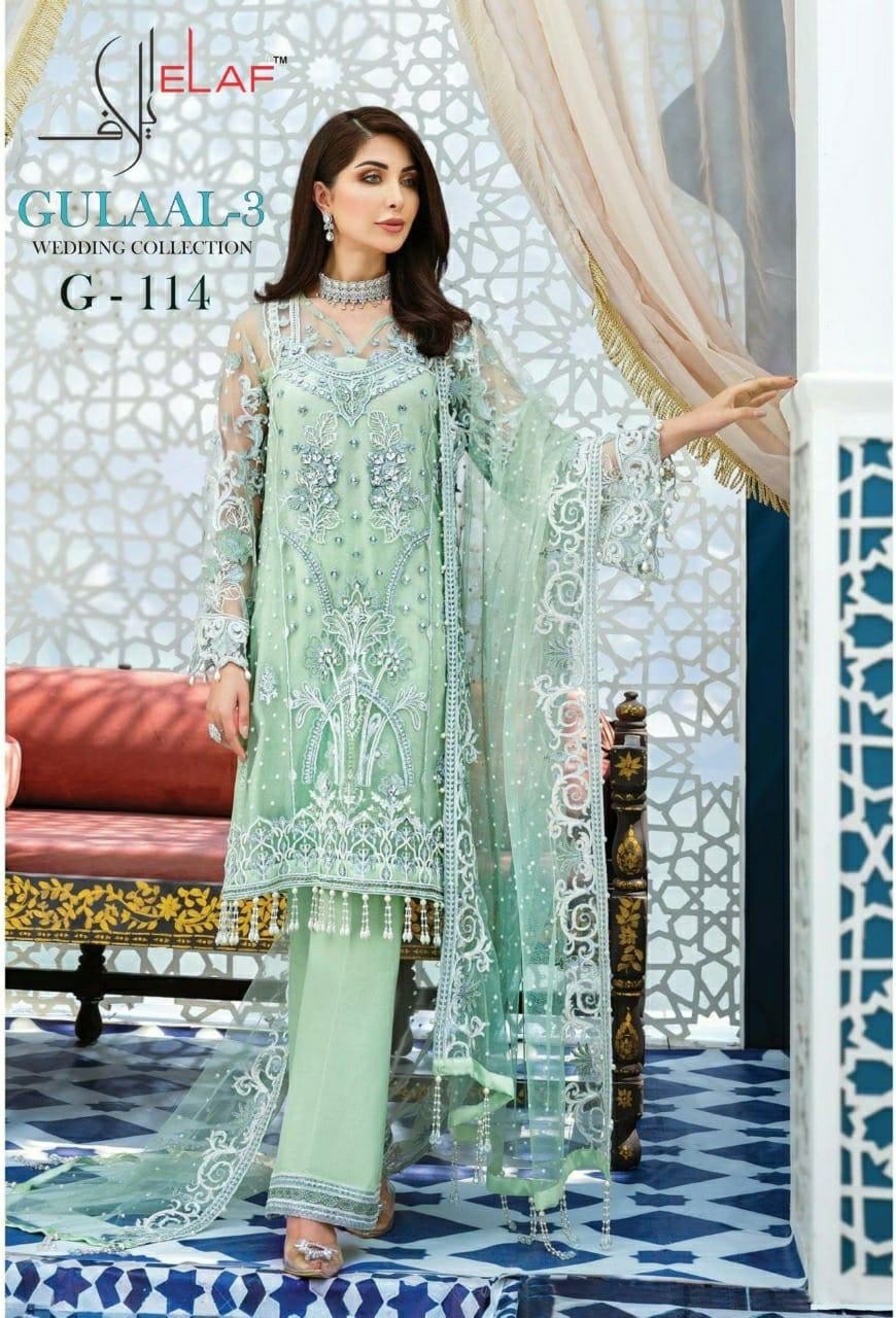 ELAF GULAAL-3 G-114  LATTEST PAKISTANI SUITS WHOLSALE
