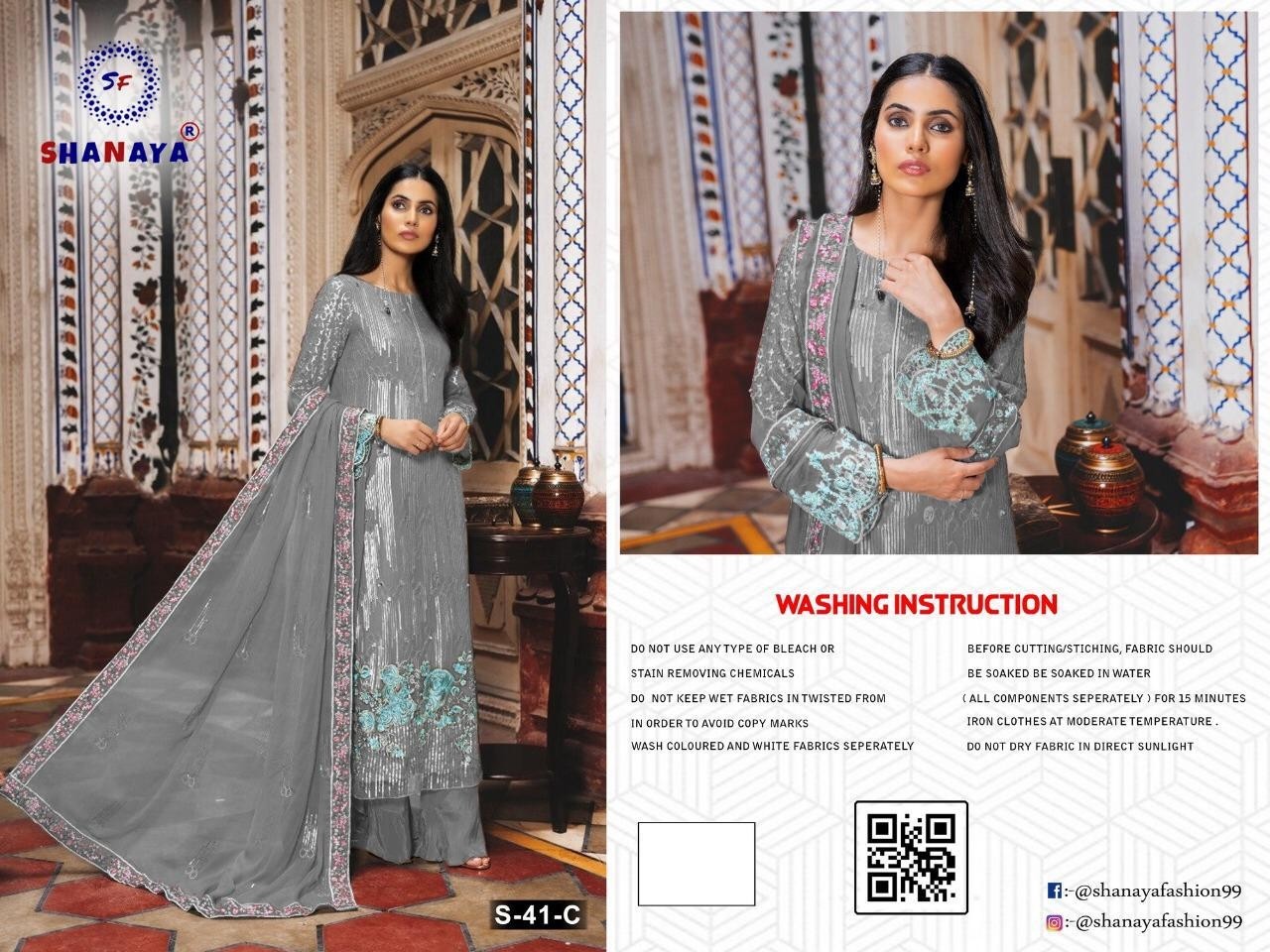 SHANAYA ROSE BRIDAL S-41-B PAKISTANI SUITS FOX GORGETTE AVAILABALE