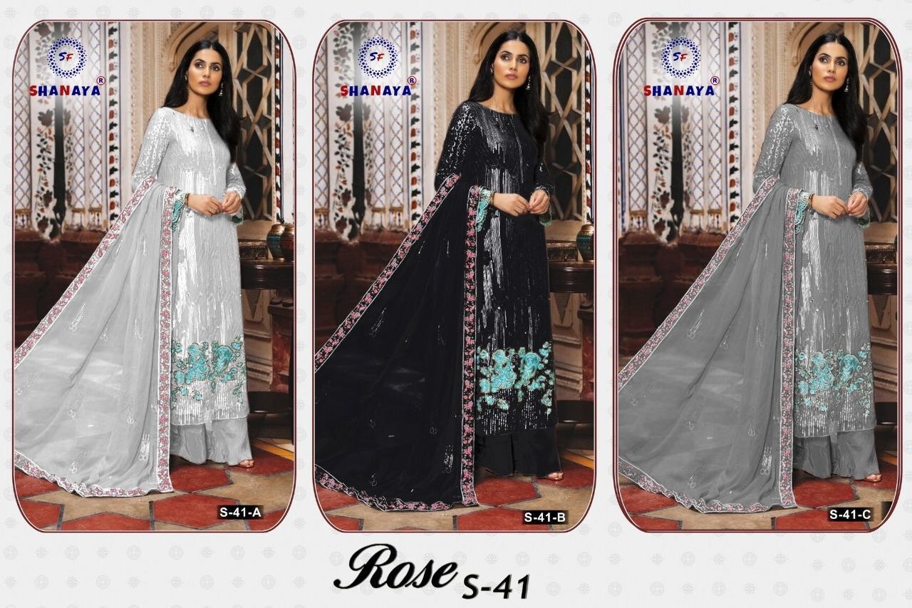 SHANAYA ROSE BRIDAL S-41-A PAKISTANI SUITS FOX GORGETTE AVAILABALE 