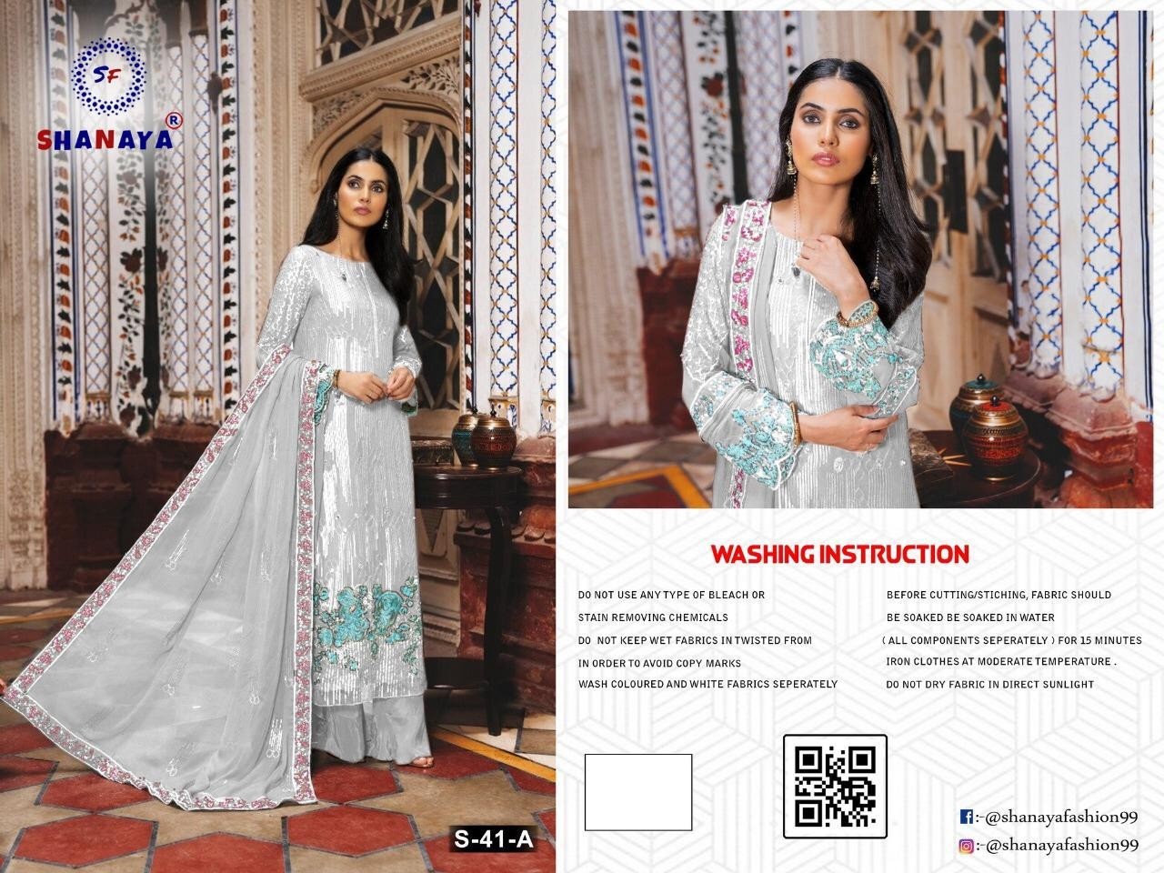 SHANAYA ROSE BRIDAL S-41-A PAKISTANI SUITS FOX GORGETTE AVAILABALE 