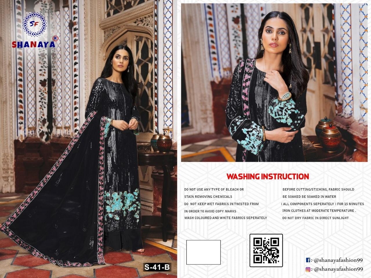 SHANAYA ROSE BRIDAL S-41-C PAKISTANI SUITS FOX GORGETTE AVAILABALE