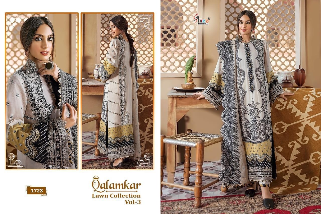 SHREE FAB 1723 QALAMKAR LAWN COLLECTTION VOL-2 PAKISTANI SUIT SINGAL PIESE AVAILABALE