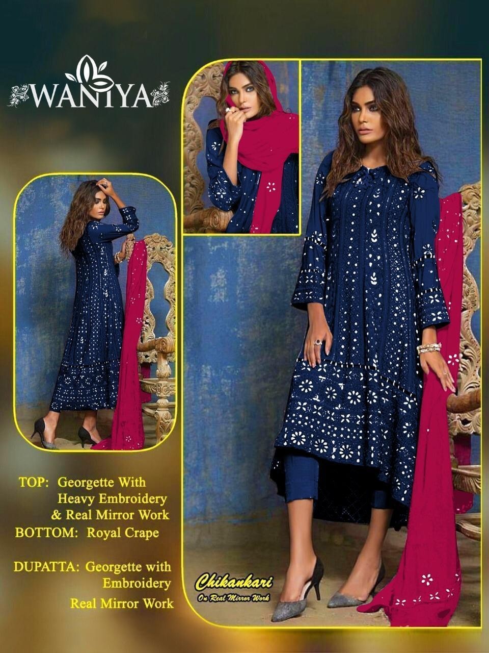 WANIAYA CAHIKANKARI NEWIBLUE PAKISTANI SUITS