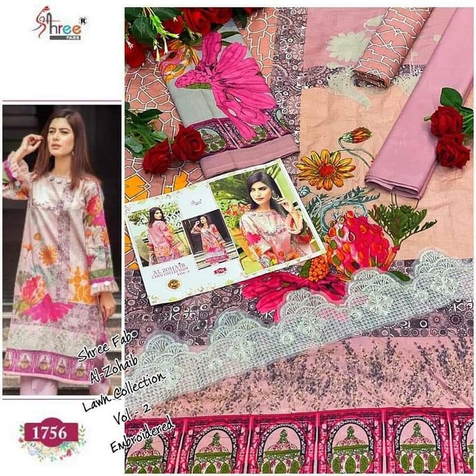 SHREE FAB 1756 AL ZOHAIB LAWN COLLECTTION VOL-1& 2 COMPANY PRICE SALWAAR KAMEEZ
