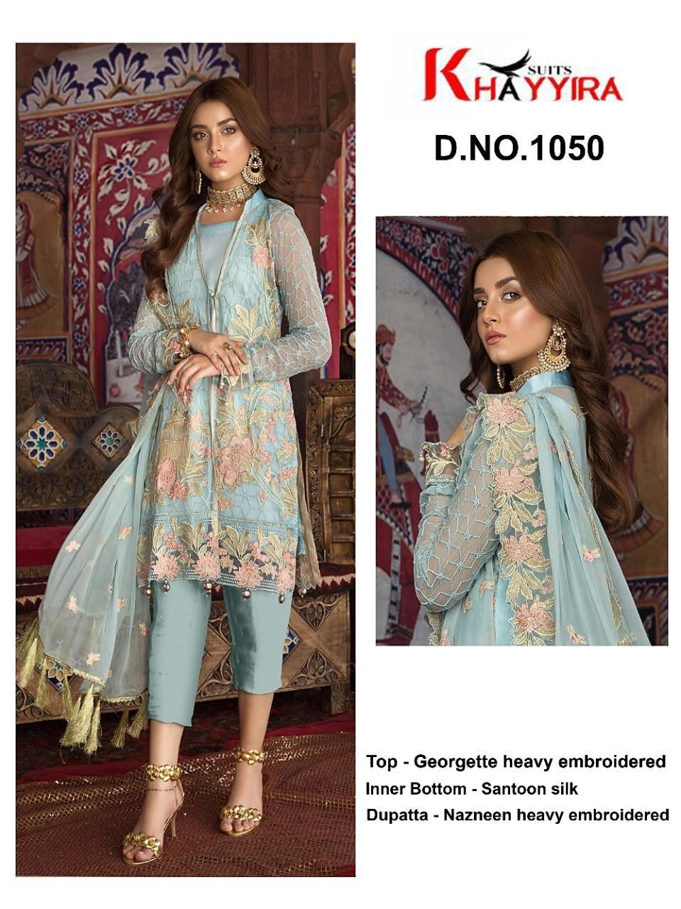KHAYYIRA 1050 PAKISTANI SUIT GORGGETE