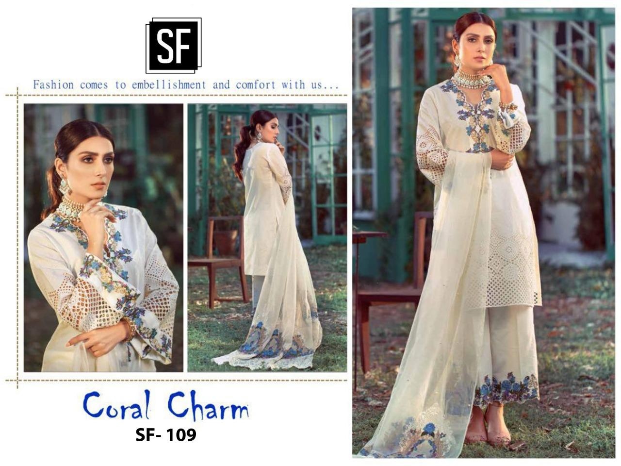 SF-109 CORAL CHARM CAMBRIC PAKISTANI SUITS