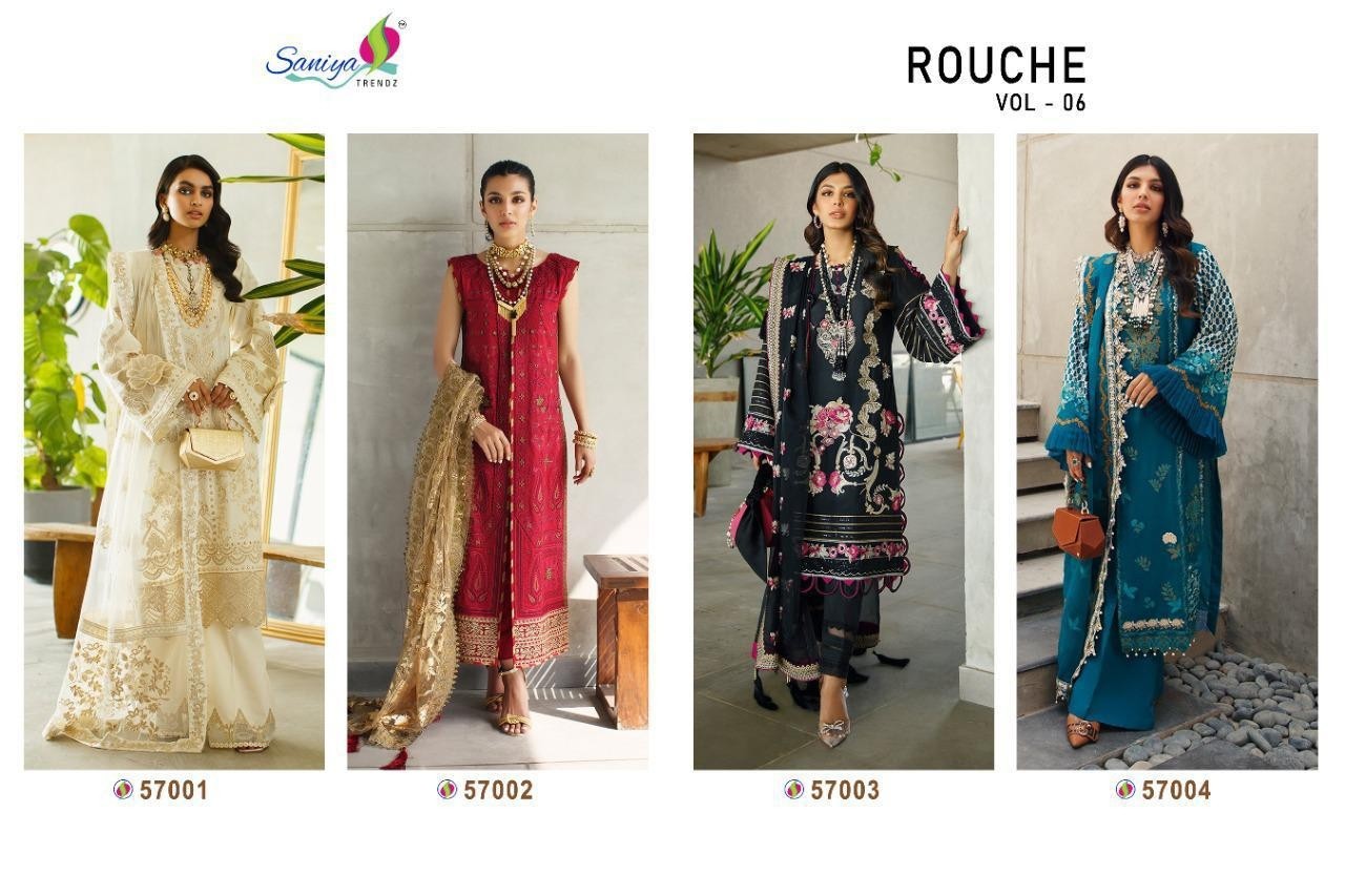 SANIYA TRENDZ 57004 ROUCH VOL-6 PAKISTANI SUIT WHOLSALE ONLINE SURAT