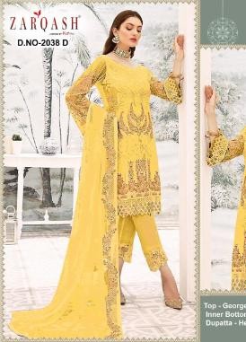 ZARQASH 2038-D NOOR WHOLESALER PAKISTANI SUIT GORGGETE