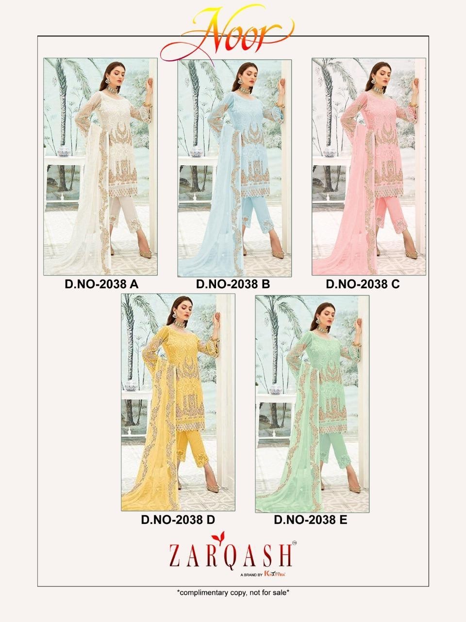 ZARQASH 2038-A NOOR WHOLESALER PAKISTANI SUIT GORGGETE