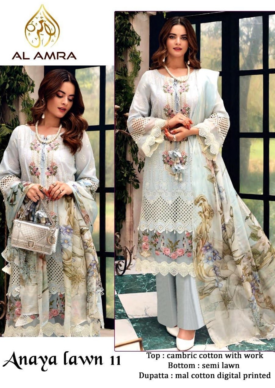 AL AMRA ZF ANAYA LAWN-11 CHIKKANKARI COLLECTTION SALWAR KAMEEZ WHOLESALE