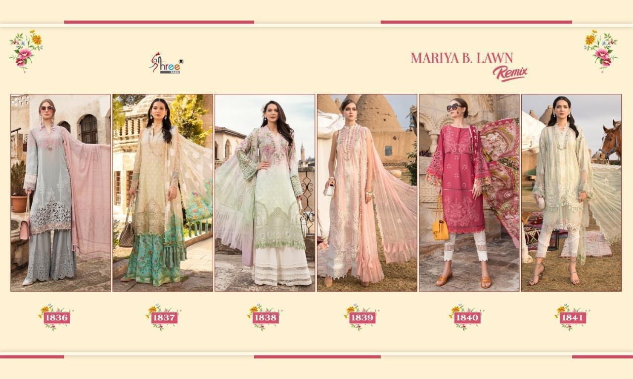 SHREE FAB 1863 TO 1841 MARIYAB LAWN REMIX PAKISTANI SUIT SINGAL PIESE