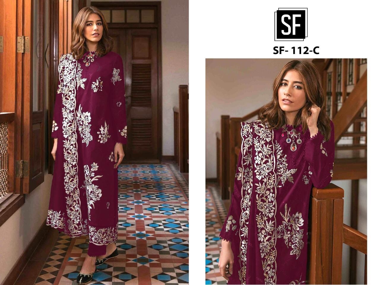 SF-112-C PAKISTANI SUITS CAMBRIC COTTON