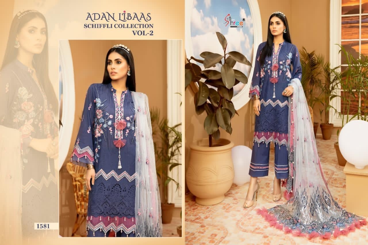 SHREE FAB 1581 ADAN LIBAAS SCHIFFILI COLLECTTION VOL-2 PAKISTANI SUITS COMPANY PRICE