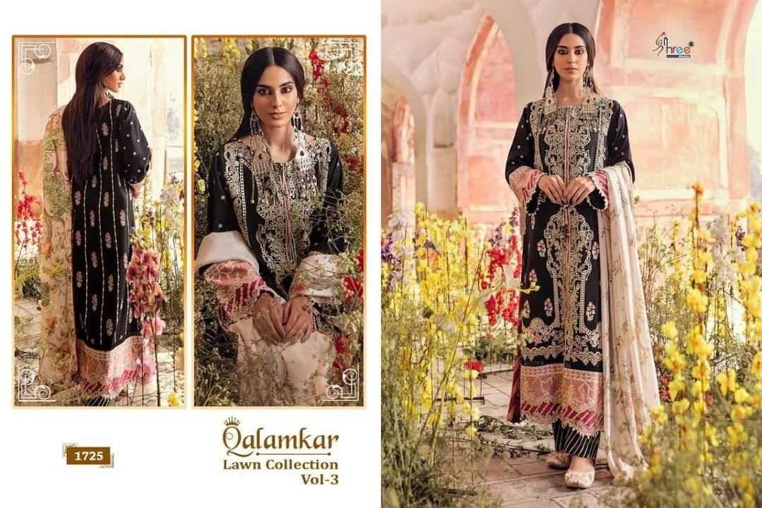 SHREE FAB 1725 QALAMKAR LAWN VOL-3 PAKISTANI SUIT WHOLSALER PRICE IN SURAT