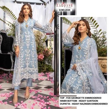 KHAYYIRA ZARQASH 2035 AZURE PAKISTANI SUIT AVAILABALE