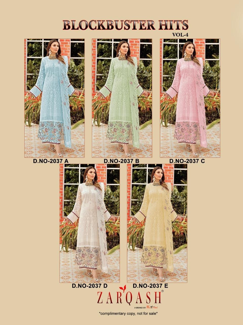 ZARQASH 2037-D BLOCK BUSTER HITS VOL-4 AVAILABALE PAKISTANI SUIT