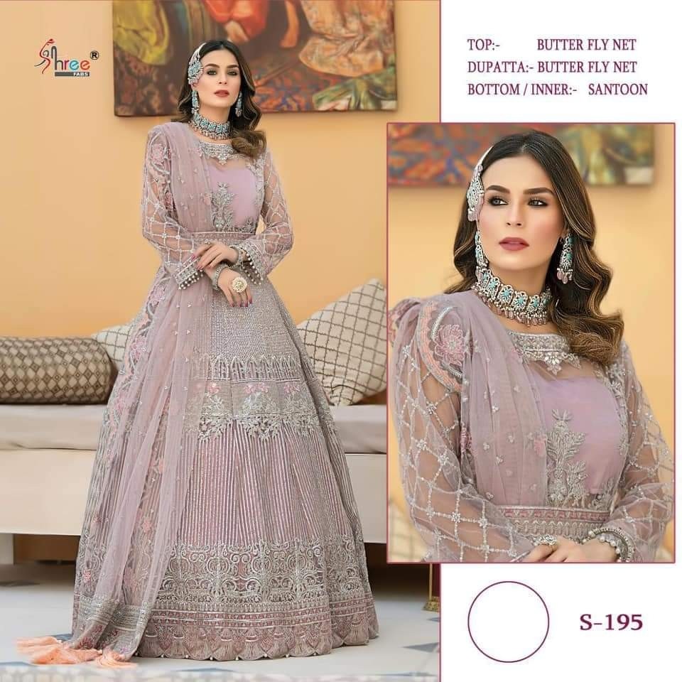 SHREE FAB S-195 PAKISTANI SUIT BUTTERFLY NET