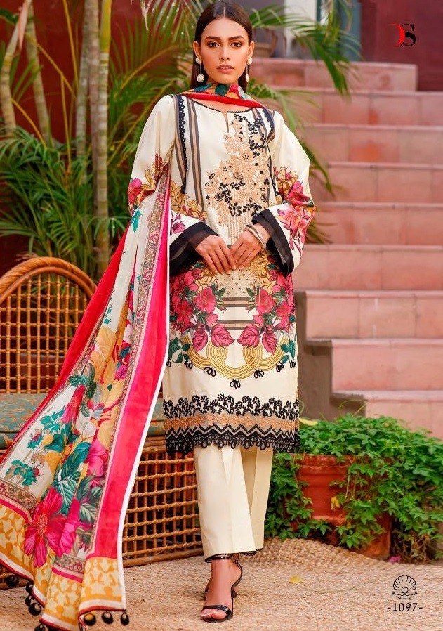 DEEPSY -1097-FIRDOUS URBANE-3 KARACHI SUIT CHIFFONE PRINT
