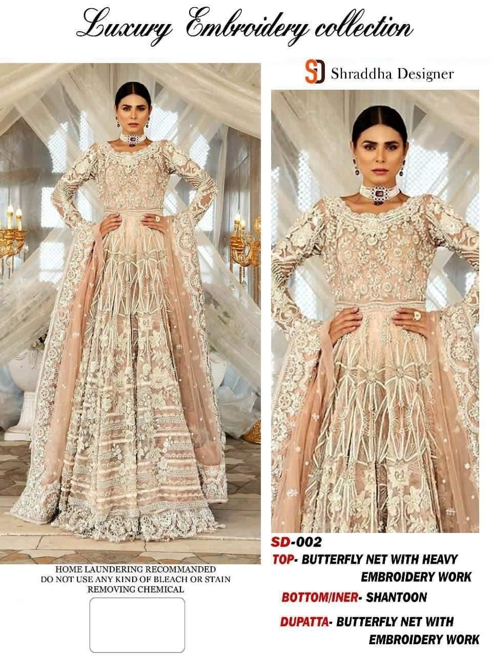 SHRADDHA DESIGNER SD-002 LUXURY EMBODERID COLLECTTION PAKISTANI SUIT BRIDAL