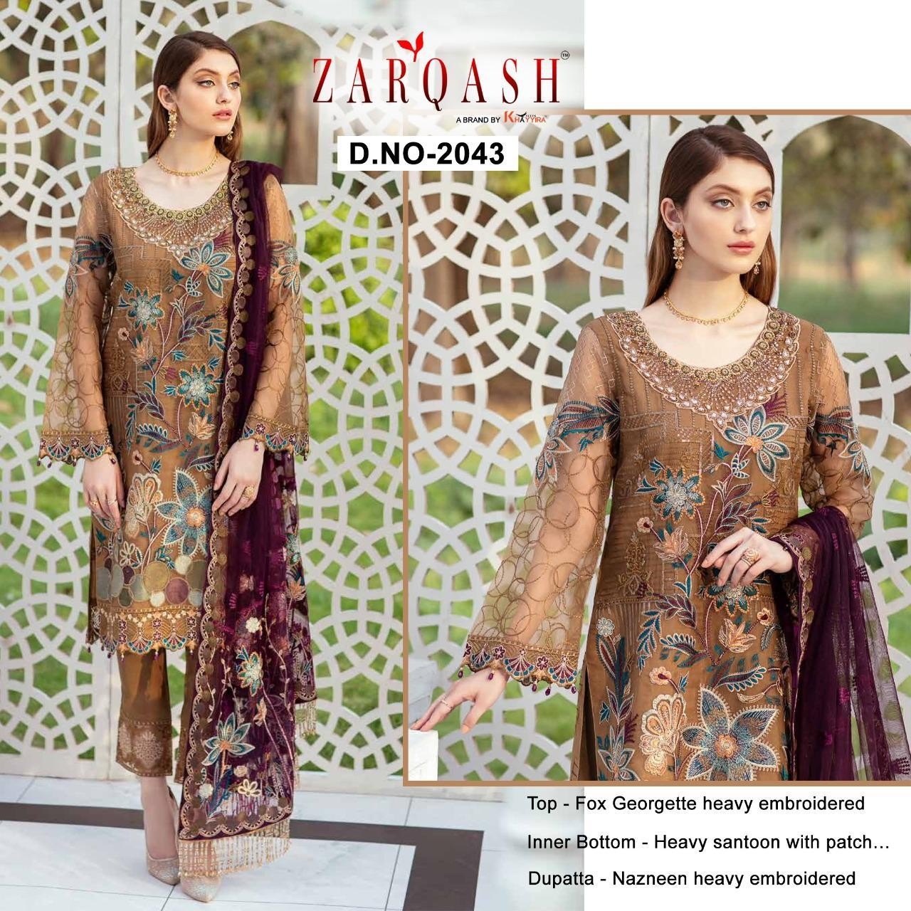 KHAYYIRA ZARQASH 2043 MINHAL PAKISTANI SUIT AVAILABALE