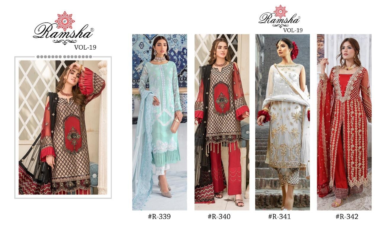 RAMSHA VOL-19  R-340 PAKISTANI SUIT PRESENT