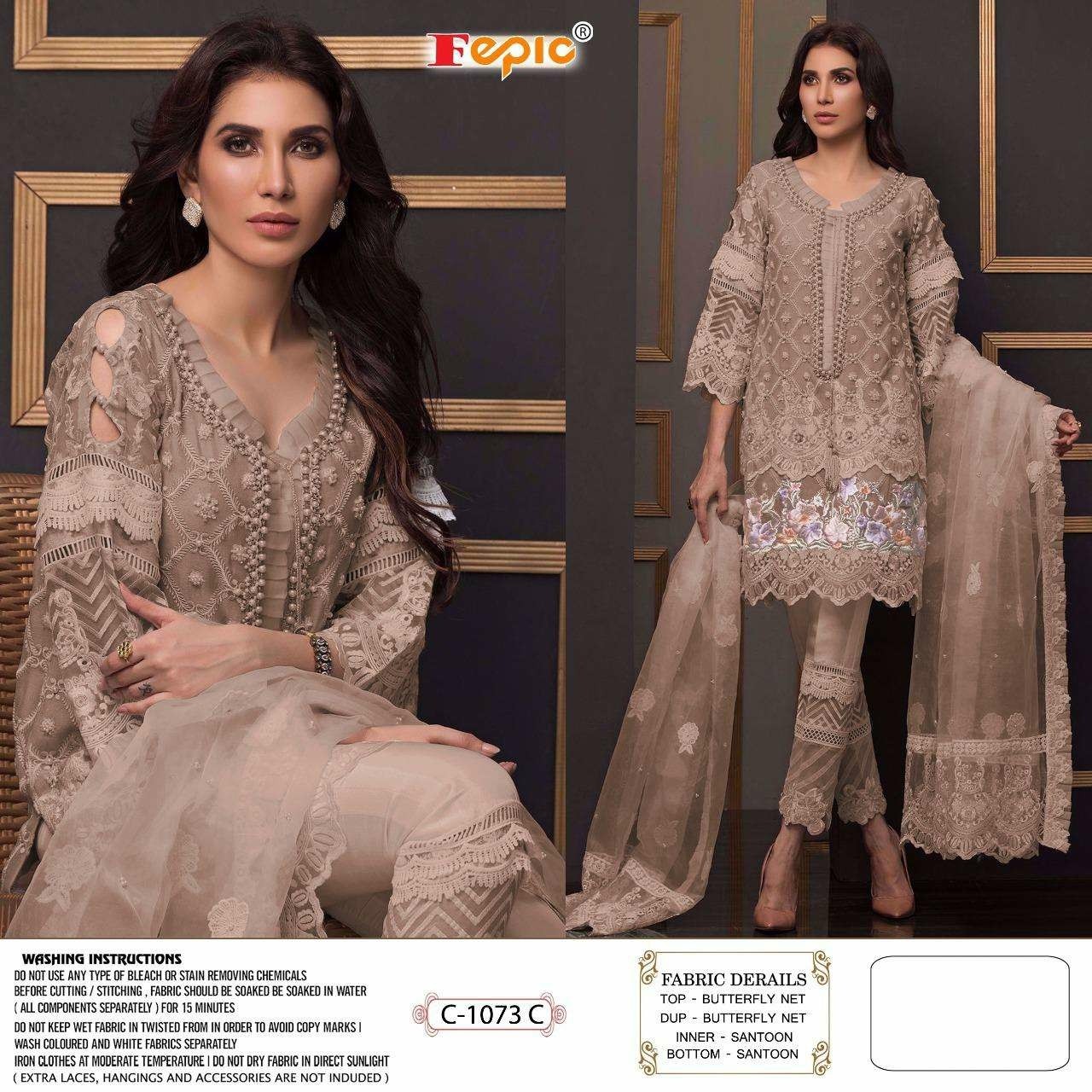 FEPIC C-1073 C ROSMEEN WHOLSALE PAKISTANI SUIT BUTTERFLY NET