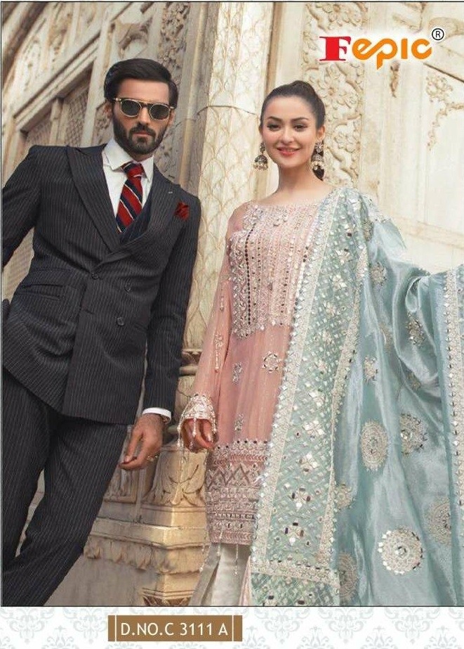 FEPIC C-3111 A ROSMEEN RANG PAKISTANI SUIT MIRROR WORK