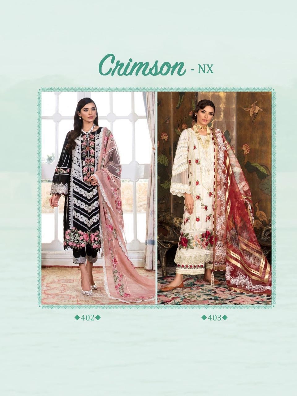 SANIYA TRENDZ CRIMSON-NX 402 PAKISTANI SUIT WHOLESALE CHICKENKARI