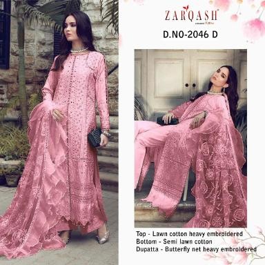 KHAYYIRA ZARQASH ROUCHE 2046-D PAKISTANI SUIT BUTTERFLY NET