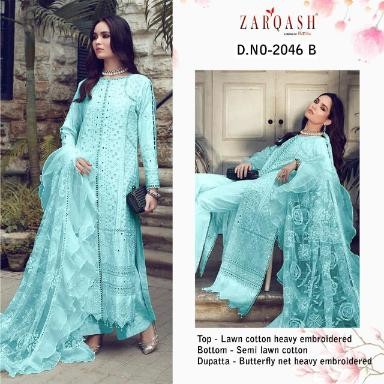 KHAYYIRA ZARQASH ROUCHE 2046-B PAKISTANI SUIT LAWN COTTON