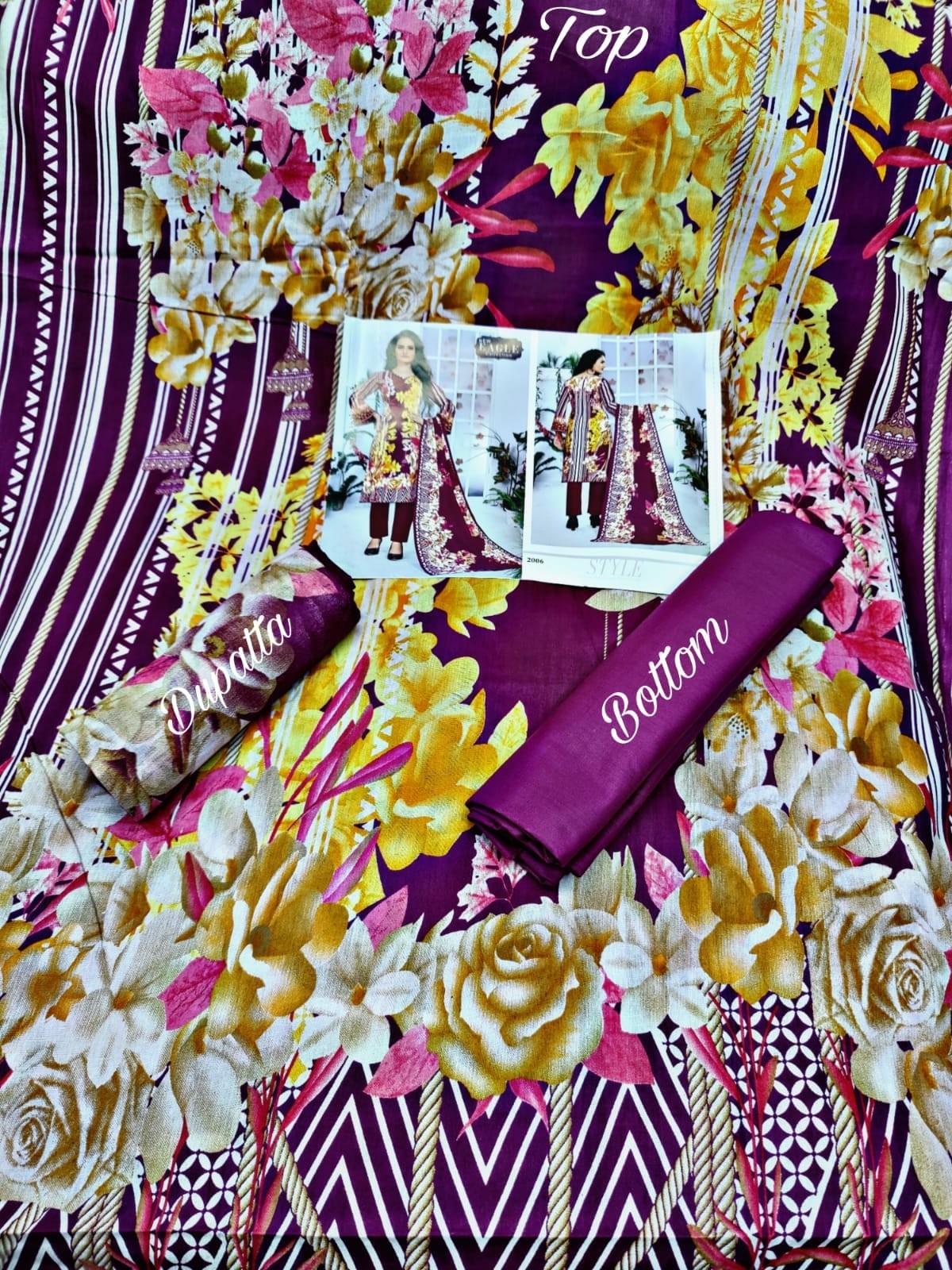 NEW EAGLE COLLECTION 2001 TO 2010 INAYA VOL-2 KARACHI PRINT SUIT WHOLSALE