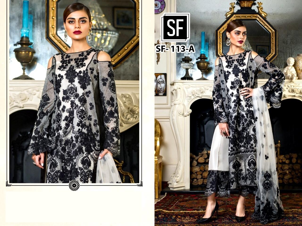 SF-113-A SALWAAR KAMEEZ WHITE WHOLESALE SURAT