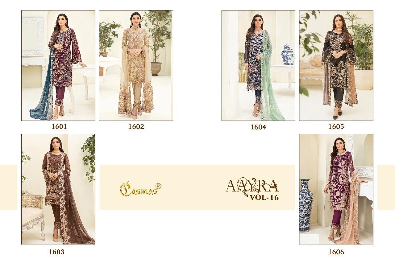 COSMOS AAYRA VOL 16 1602 PAKISTANI SUIT AVAILABALE SINGLE ONLINE