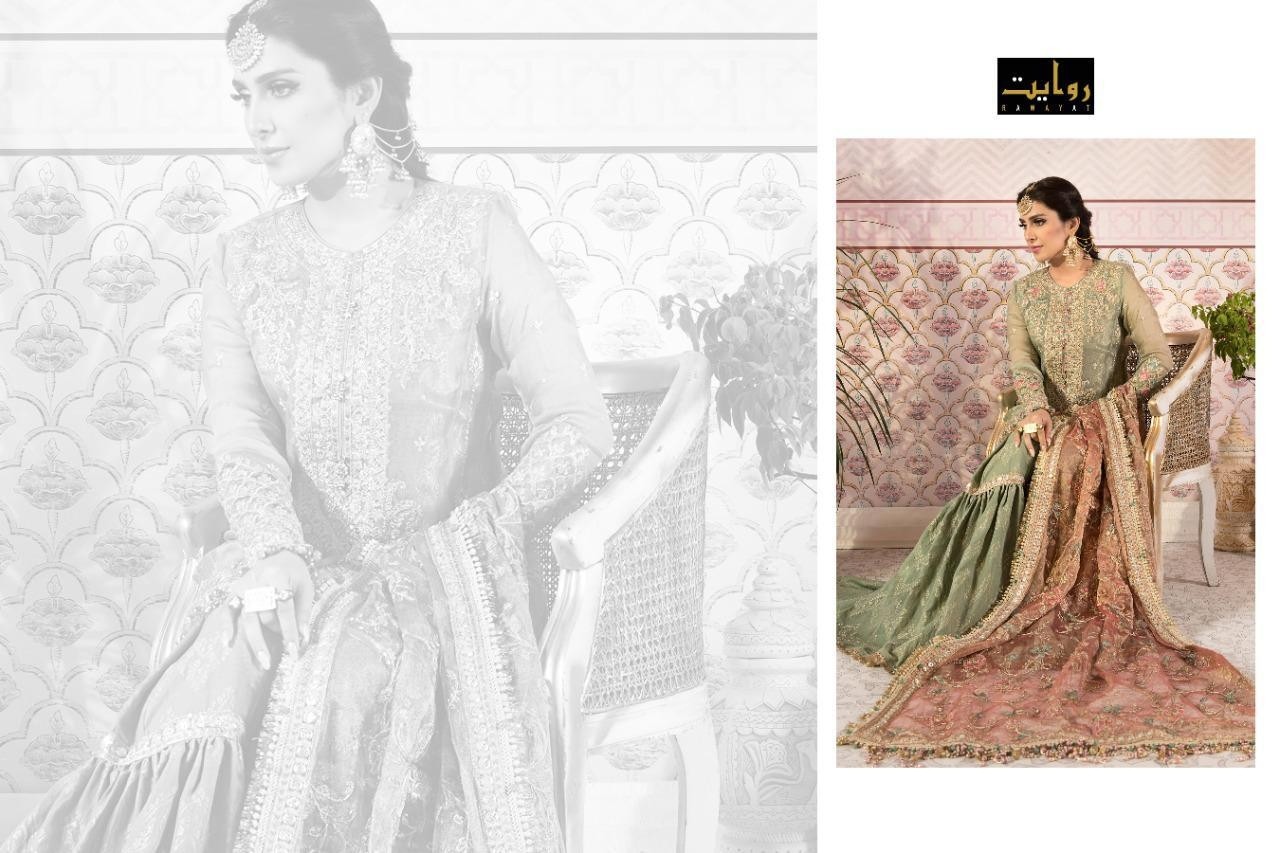 RAWAYAT MARIYA B MBROIDERED COLLĔCTION 2021 40005 WHOLESALE PAKISTANI SUITS SURAT