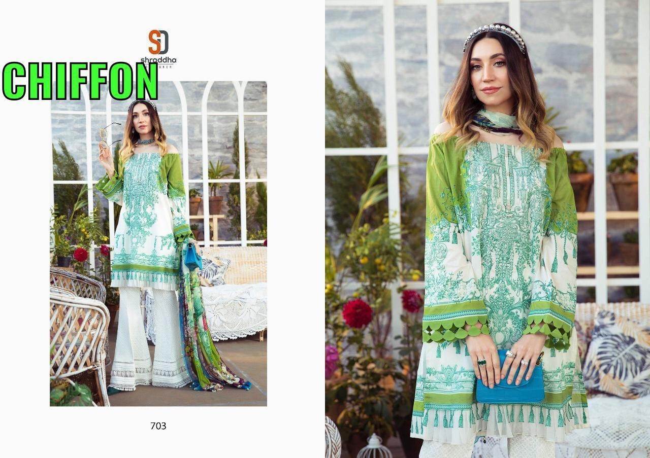 SHRADDHA DESIGNER 703 CHIFFON KARACHI SUITS ONLINE AVAILABALE