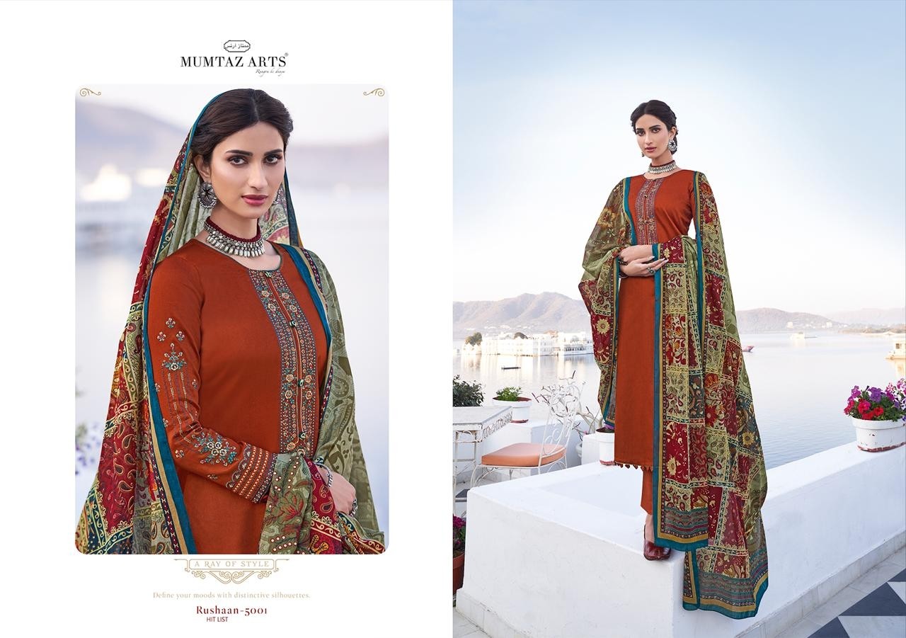MUMTAZ ARTS RUSHAAN HIT LIST 5001 KARACHI SUITS JAM SATIN