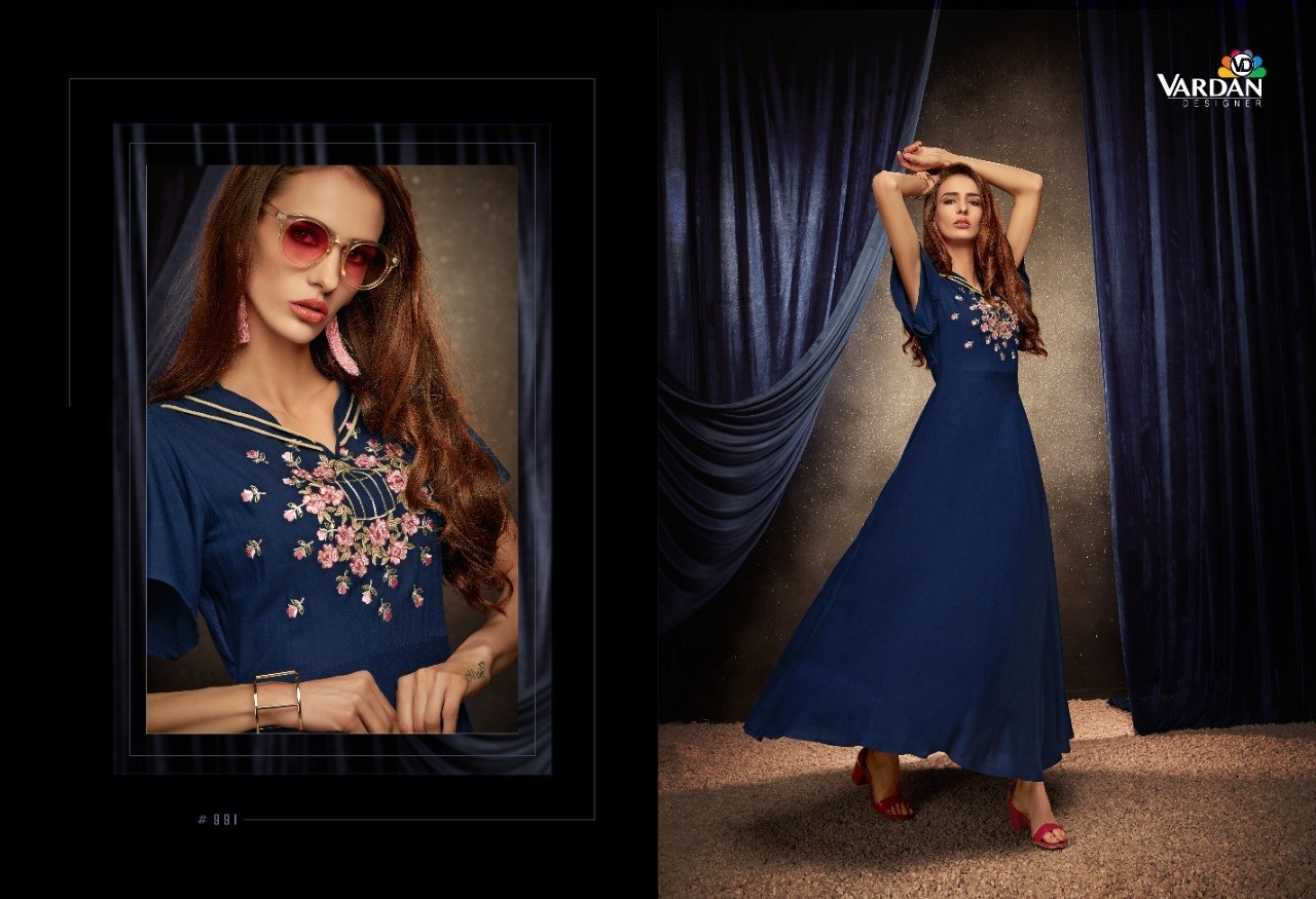 VARDAN DESIGNER PASSION VOL-1 991 TO 994 RIYON LONG KURTIS SINGALE