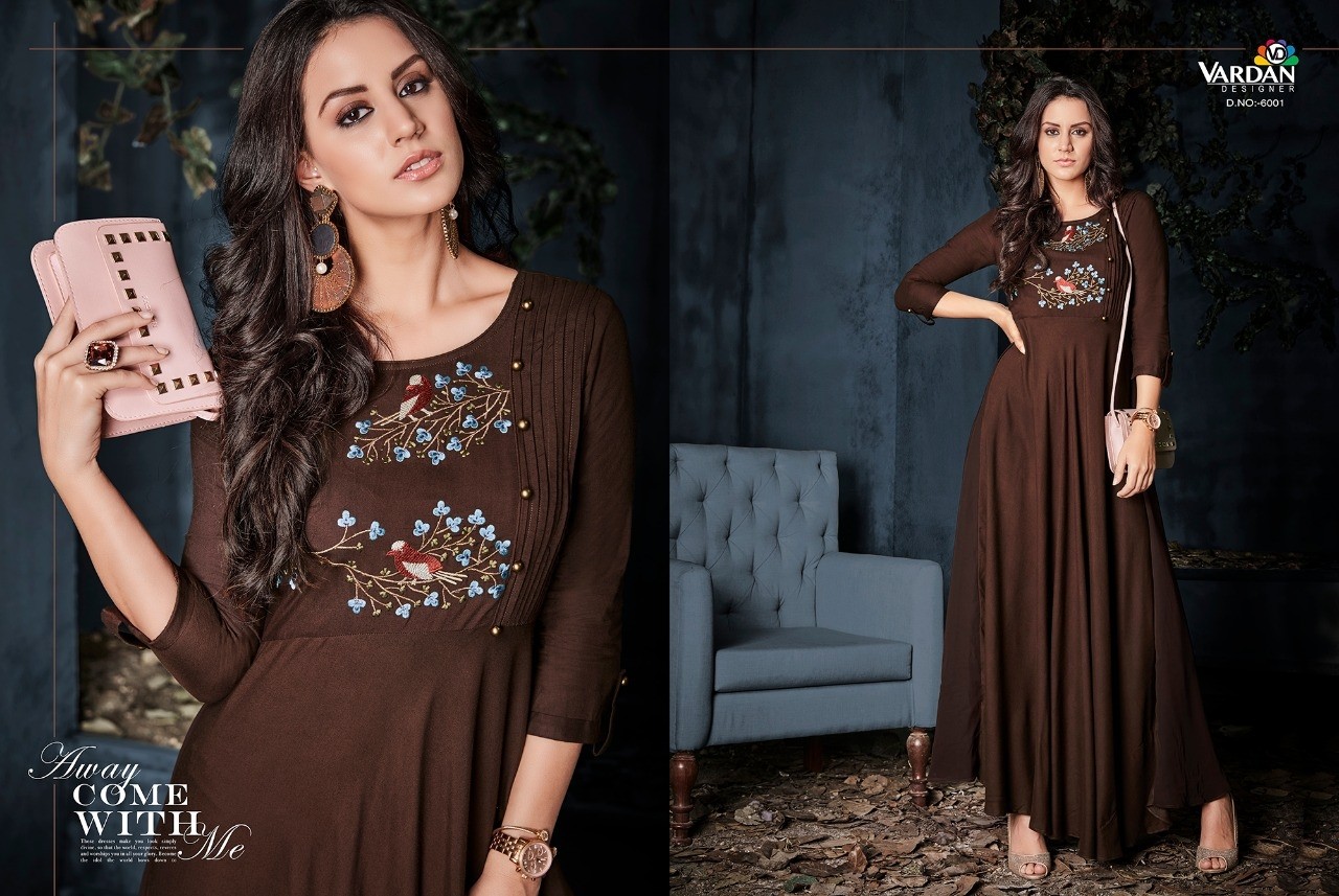 VARDAN DESIGNER GULNAZ VOL-1 6001 TO 6008 KURTIS SINGALE AVAILABALE DEALER IN SURAT