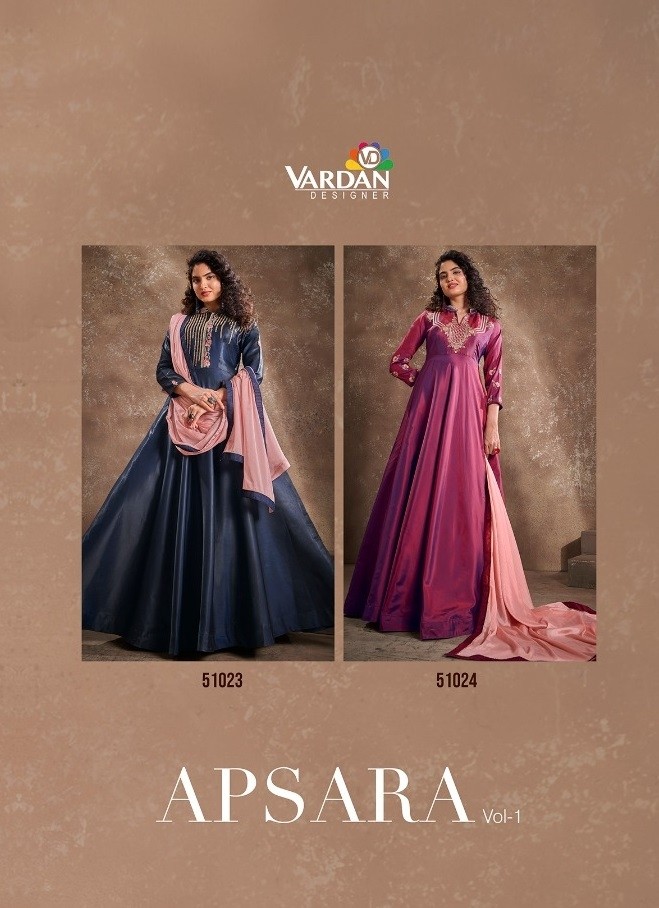 VARDAN DESIGNER APSARA VOL-1 51021 TO 5124 TRIVA SILK KURTIS SINGALE AVAILABALE