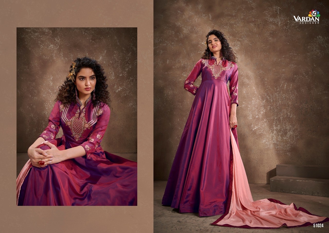 VARDAN DESIGNER APSARA VOL-1 51021 TO 5124 TRIVA SILK KURTIS SINGALE AVAILABALE