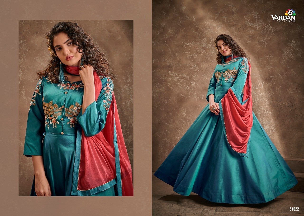 VARDAN DESIGNER APSARA VOL-1 51021 TO 5124 TRIVA SILK KURTIS SINGALE AVAILABALE