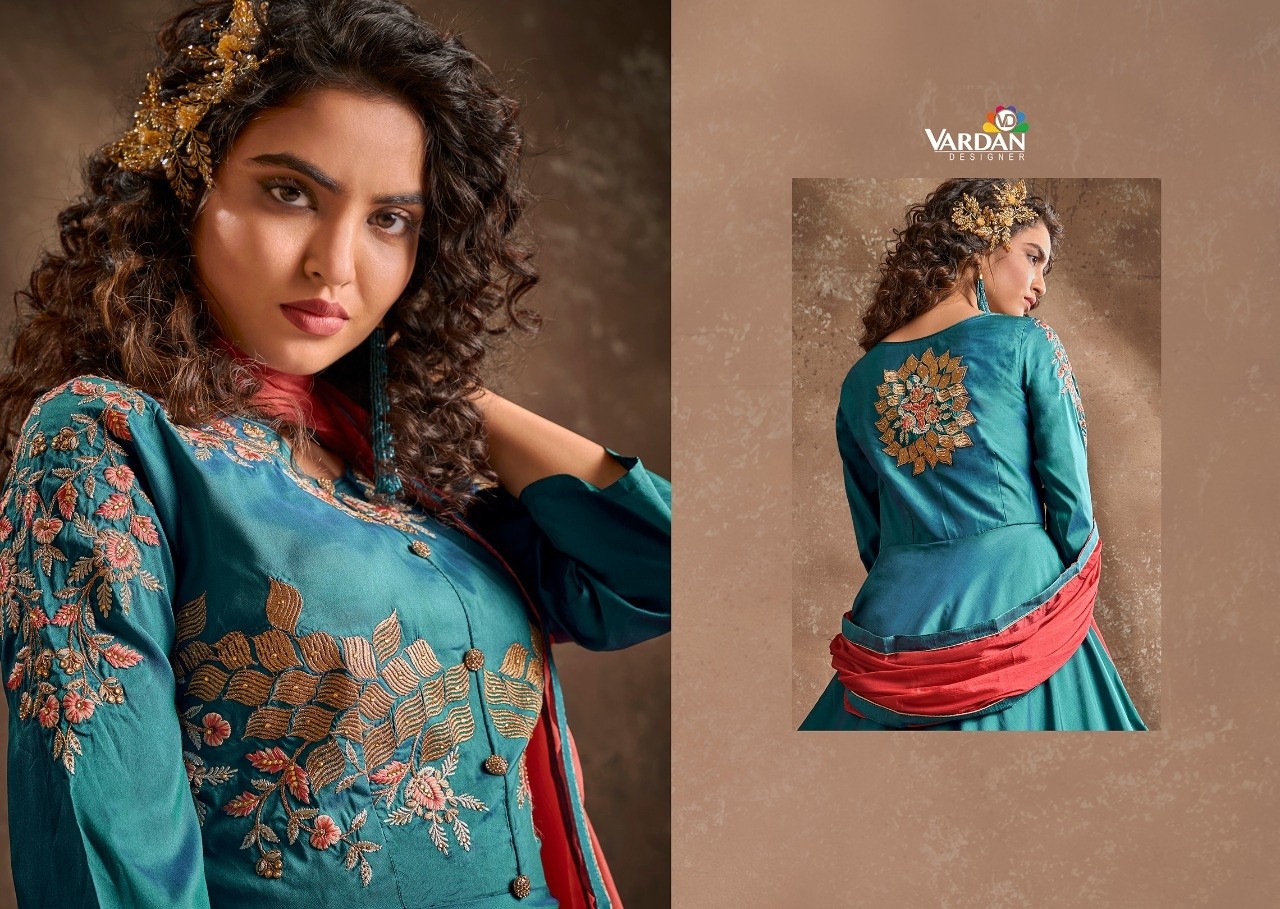 VARDAN DESIGNER APSARA VOL-1 51021 TO 5124 TRIVA SILK KURTIS SINGALE AVAILABALE