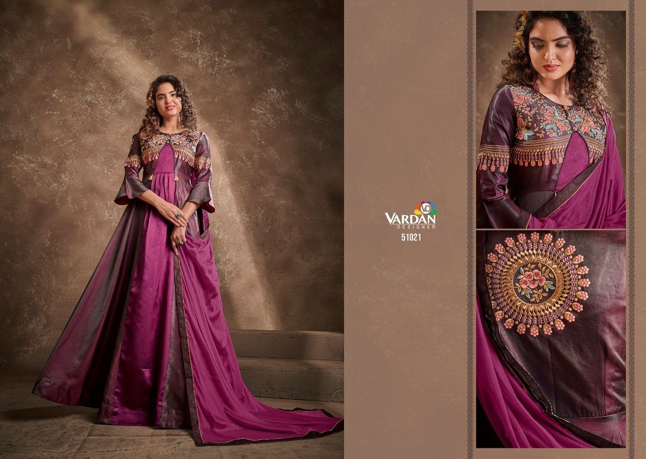 VARDAN DESIGNER APSARA VOL-1 51021 TO 5124 TRIVA SILK KURTIS SINGALE AVAILABALE