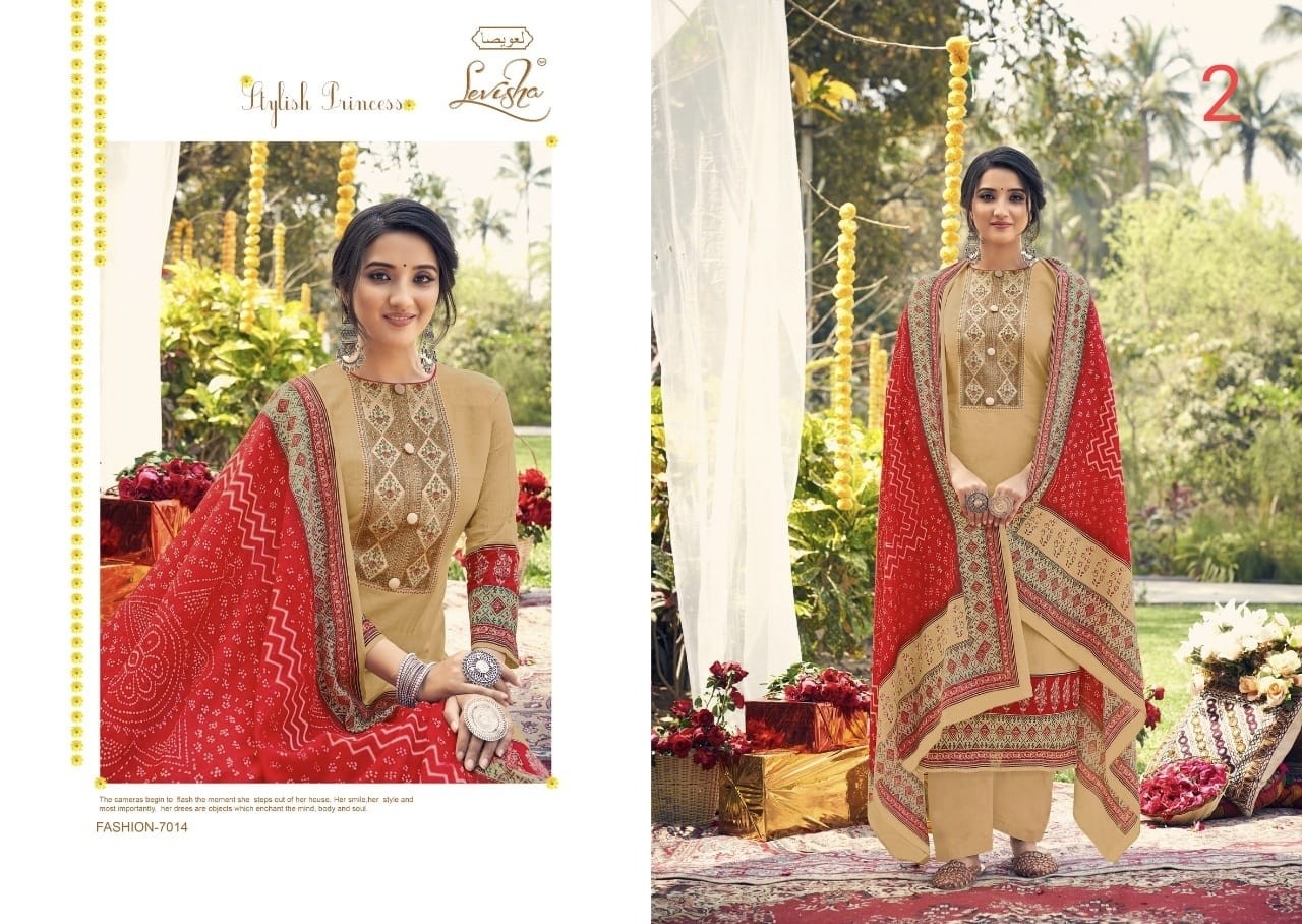 LEVISHA PARNIKA BANDHEJ COLLECTTION 7014 PAKISTANI SUITS KASHMIRI WORK SUPPLIER