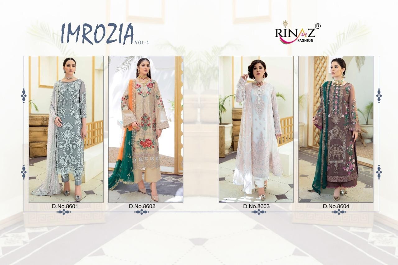 RINAZ FASHION IMROZIA VOL-4 8604 PAKISTANI SUITS SUPPLIER STANDARD