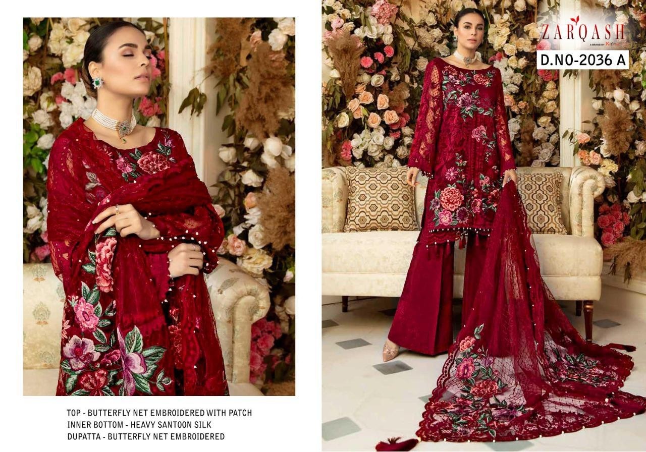 KHAYYIRA ZARQASH  EID FESTIVE COLLECTION 2036-A PAKISTANI SUITS AVAILABALE BUTTERFLY NET DEALER