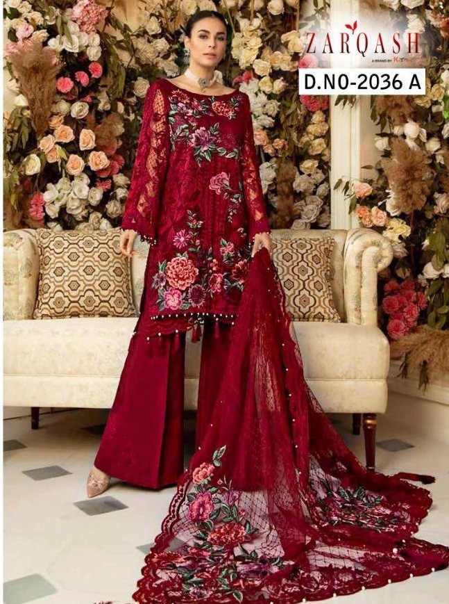 KHAYYIRA ZARQASH  EID FESTIVE COLLECTION 2036-A PAKISTANI SUITS AVAILABALE BUTTERFLY NET DEALER
