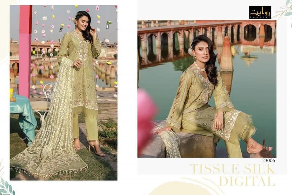 RAWAYAT 23006 TISSUE SILK DIGITALE PAKISTANI SUITS