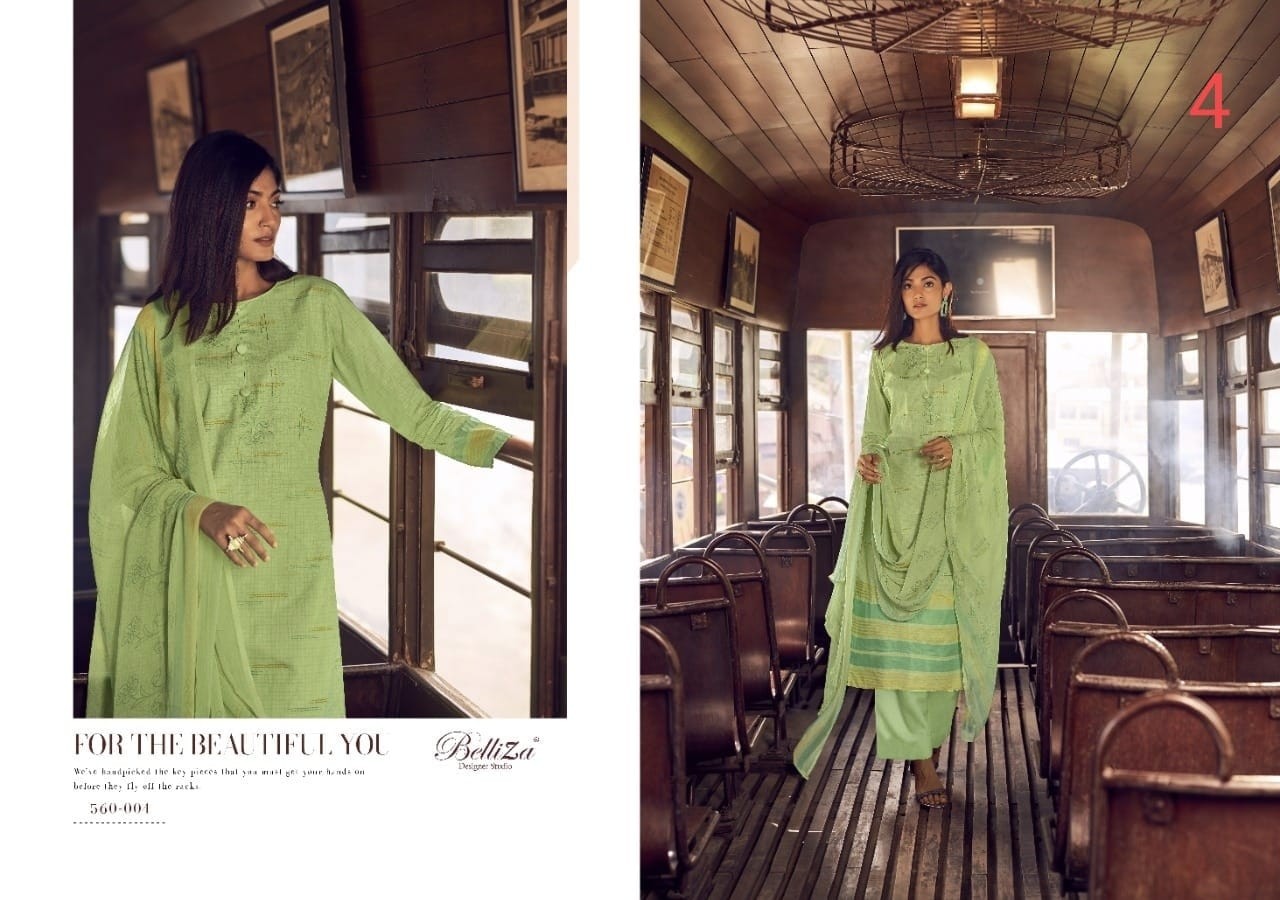 BELLIZA DESIGNER STUDIO NAZRANA 560004 NAZNEEN CHIFFON 100% PURE COTTON